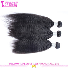 Venda direta da fábrica Qingdao top qualtiy extensão do cabelo humano virgem mongol kinky cabelo liso